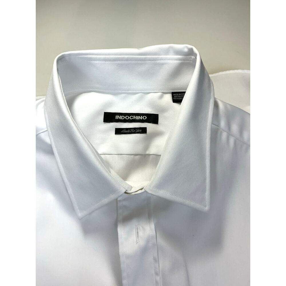 Indochino Custom Dress Shirt 2XL XL White Solid Premium Cotton Tailored EUC